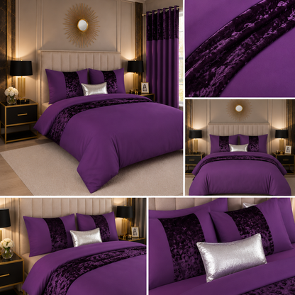 ZUAA Elegant Panel Velvet Duvet Set with 2 Pillowcases – Plush Softness, Sophisticated Style & Available in All Bed Sizes