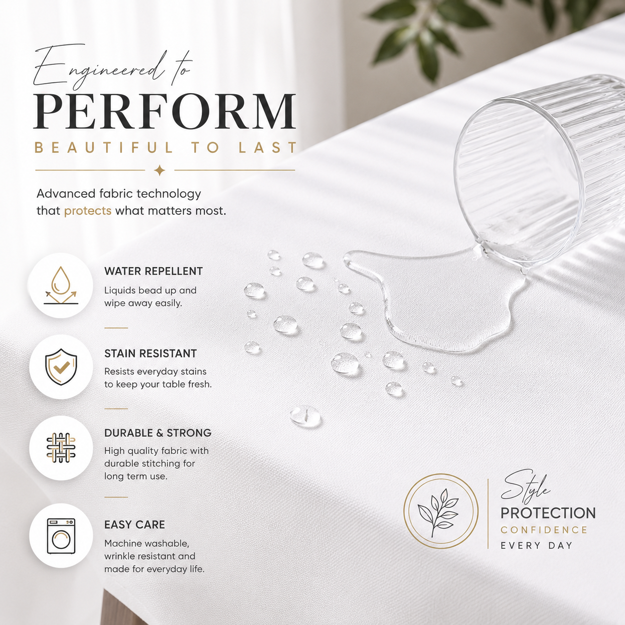 Luxury Rectangular Tablecloth - Premium Washable Dining Table Cover