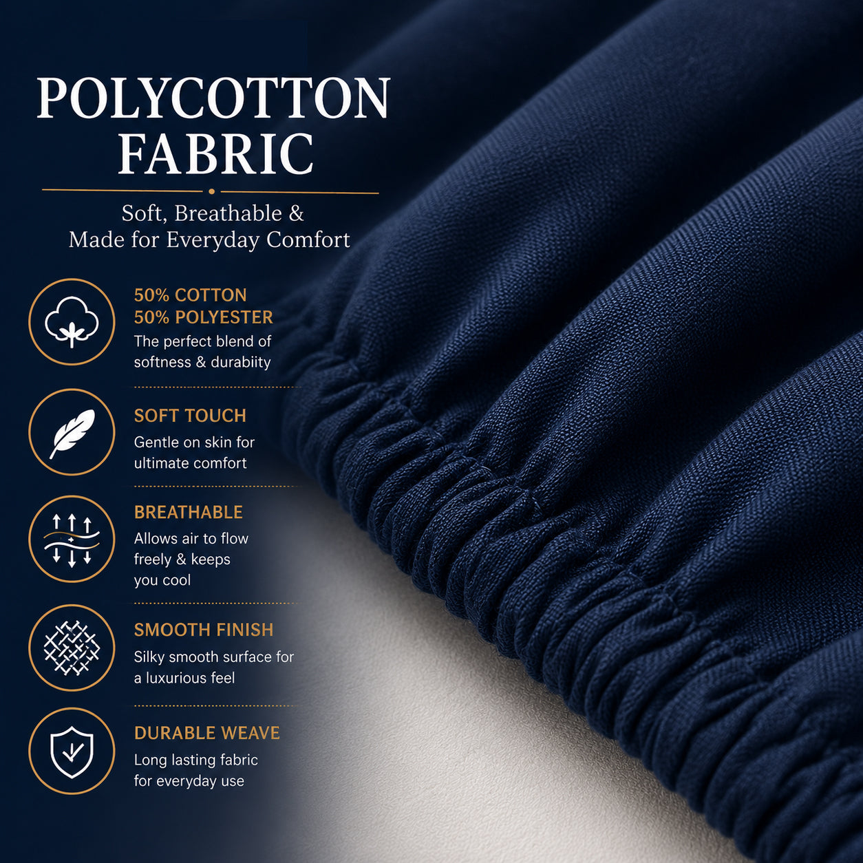 Extra Deep Fitted Mattress Cover (40cm Pocket) – Soft & Breathable Polycotton Bed Sheet | Non-Slip Snug Fit for Single, Double, King & Super King Beds