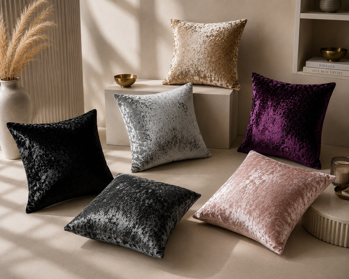 Crushed Velvet Cushion Cover – Soft and Elegant Decorative Pillowcase Available in Various Colors Pack of one