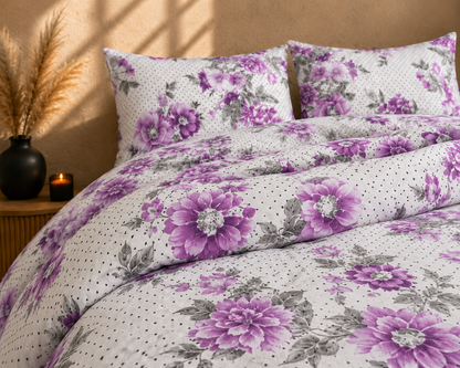 Luxury 4-Piece Bedding Set with Duvet Cover, Fitted Sheet & Pillowcases – Soft Brushed Microfiber Printed Bed Linen for Single, Double & King Size Beds