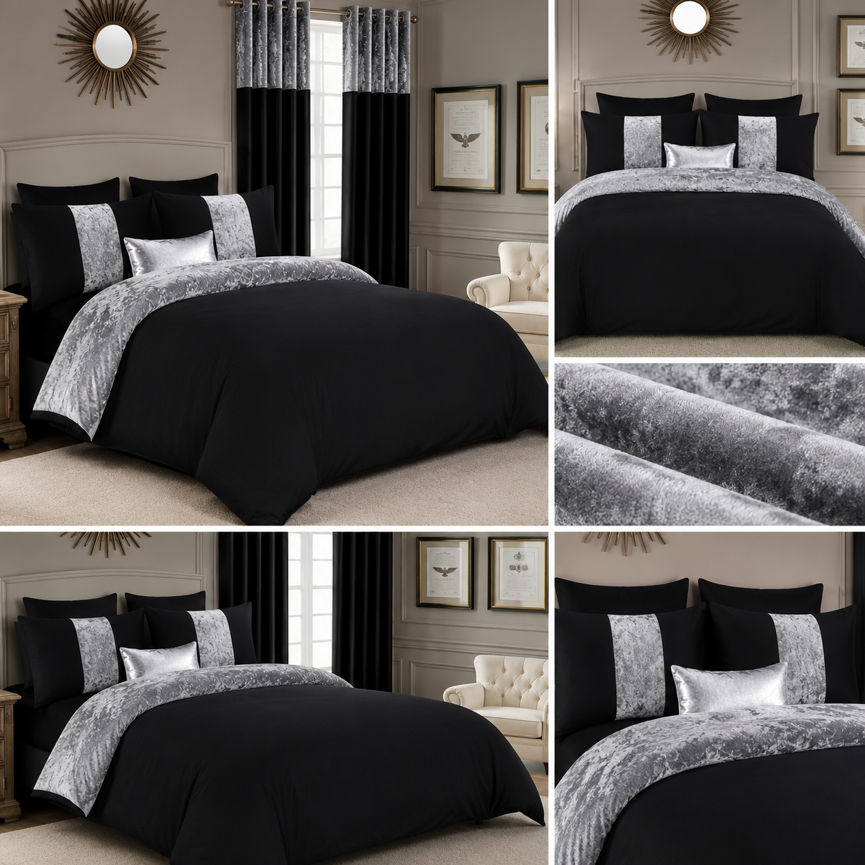 ZUAA Elegant Panel Velvet Duvet Set with 2 Pillowcases – Plush Softness, Sophisticated Style & Available in All Bed Sizes
