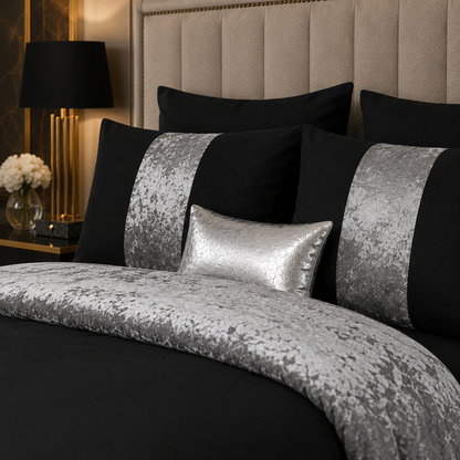 ZUAA Elegant Panel Velvet Duvet Set with 2 Pillowcases – Plush Softness, Sophisticated Style & Available in All Bed Sizes