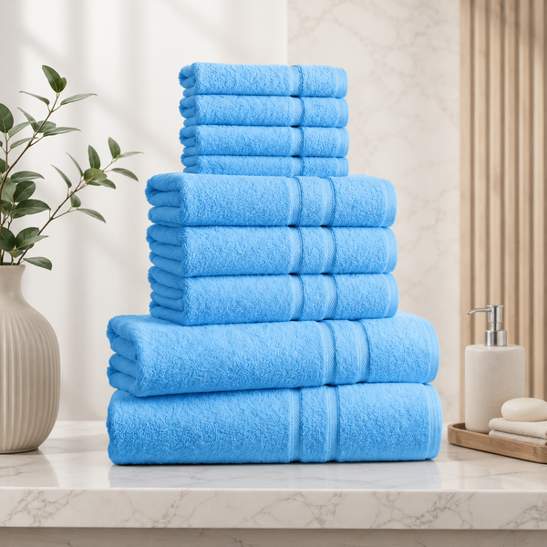 ZUAA Ultra Soft 10-Piece Cotton Towel Set – Quick Dry, Highly Absorbent Bath Towels for Home & Hotel