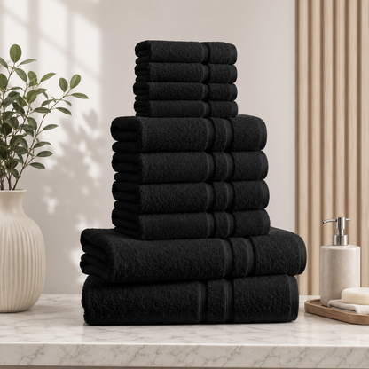 ZUAA Ultra Soft 10-Piece Cotton Towel Set – Quick Dry, Highly Absorbent Bath Towels for Home & Hotel
