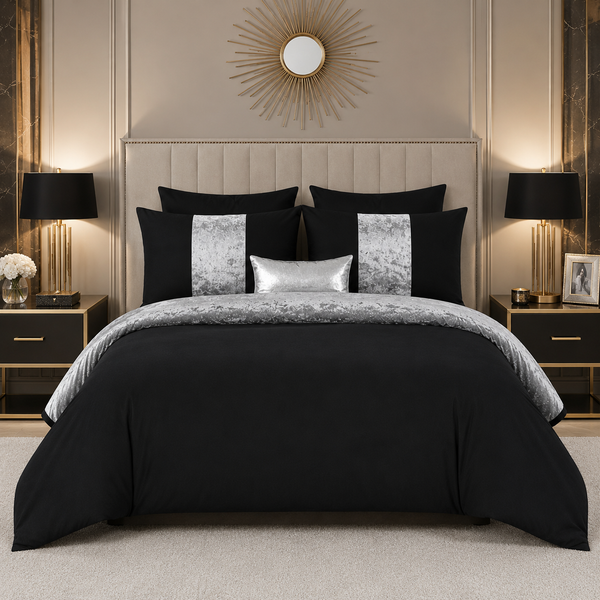 ZUAA Elegant Panel Velvet Duvet Set with 2 Pillowcases – Plush Softness, Sophisticated Style & Available in All Bed Sizes