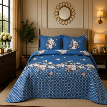 Premium 3PC Quilted Bedspread Set | Soft Reversible Microfiber Coverlet with 2 Pillow Shams | Lightweight All-Season Bedding | Luxury Hotel-Inspired Comfort for Double & King Beds