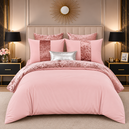 ZUAA Elegant Panel Velvet Duvet Set with 2 Pillowcases – Plush Softness, Sophisticated Style & Available in All Bed Sizes