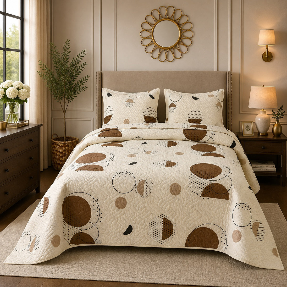 Premium 3PC Quilted Bedspread Set | Soft Reversible Microfiber Coverlet with 2 Pillow Shams | Lightweight All-Season Bedding | Luxury Hotel-Inspired Comfort for Double & King Beds