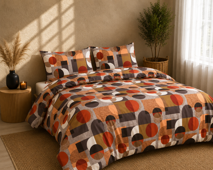 Luxury 4-Piece Bedding Set with Duvet Cover, Fitted Sheet & Pillowcases – Soft Brushed Microfiber Printed Bed Linen for Single, Double & King Size Beds