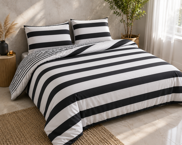 Luxury 4-Piece Bedding Set with Duvet Cover, Fitted Sheet & Pillowcases – Soft Brushed Microfiber Printed Bed Linen for Single, Double & King Size Beds
