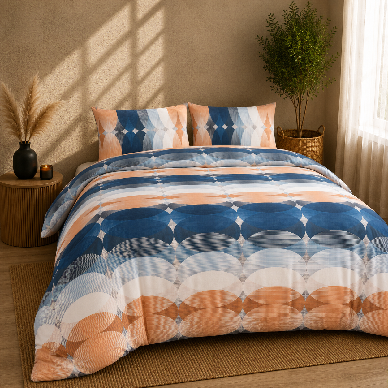Luxury 4-Piece Bedding Set with Duvet Cover, Fitted Sheet & Pillowcases – Soft Brushed Microfiber Printed Bed Linen for Single, Double & King Size Beds