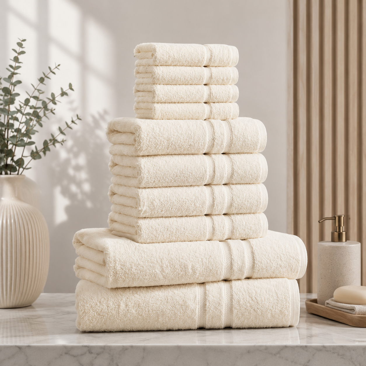 ZUAA Ultra Soft 10-Piece Cotton Towel Set – Quick Dry, Highly Absorbent Bath Towels for Home & Hotel