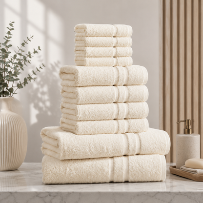ZUAA Ultra Soft 10-Piece Cotton Towel Set – Quick Dry, Highly Absorbent Bath Towels for Home & Hotel