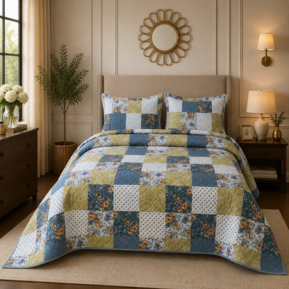 Premium 3PC Quilted Bedspread Set | Soft Reversible Microfiber Coverlet with 2 Pillow Shams | Lightweight All-Season Bedding | Luxury Hotel-Inspired Comfort for Double & King Beds