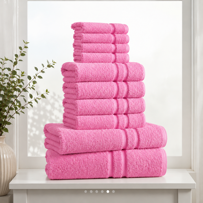 ZUAA Ultra Soft 10-Piece Cotton Towel Set – Quick Dry, Highly Absorbent Bath Towels for Home & Hotel