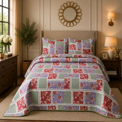 Premium 3PC Quilted Bedspread Set | Soft Reversible Microfiber Coverlet with 2 Pillow Shams | Lightweight All-Season Bedding | Luxury Hotel-Inspired Comfort for Double & King Beds