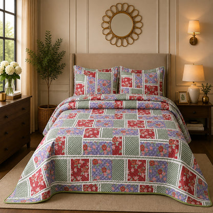 Premium 3PC Quilted Bedspread Set | Soft Reversible Microfiber Coverlet with 2 Pillow Shams | Lightweight All-Season Bedding | Luxury Hotel-Inspired Comfort for Double & King Beds