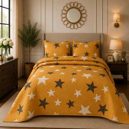Premium 3PC Quilted Bedspread Set | Soft Reversible Microfiber Coverlet with 2 Pillow Shams | Lightweight All-Season Bedding | Luxury Hotel-Inspired Comfort for Double & King Beds
