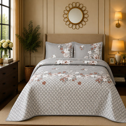 Premium 3PC Quilted Bedspread Set | Soft Reversible Microfiber Coverlet with 2 Pillow Shams | Lightweight All-Season Bedding | Luxury Hotel-Inspired Comfort for Double & King Beds