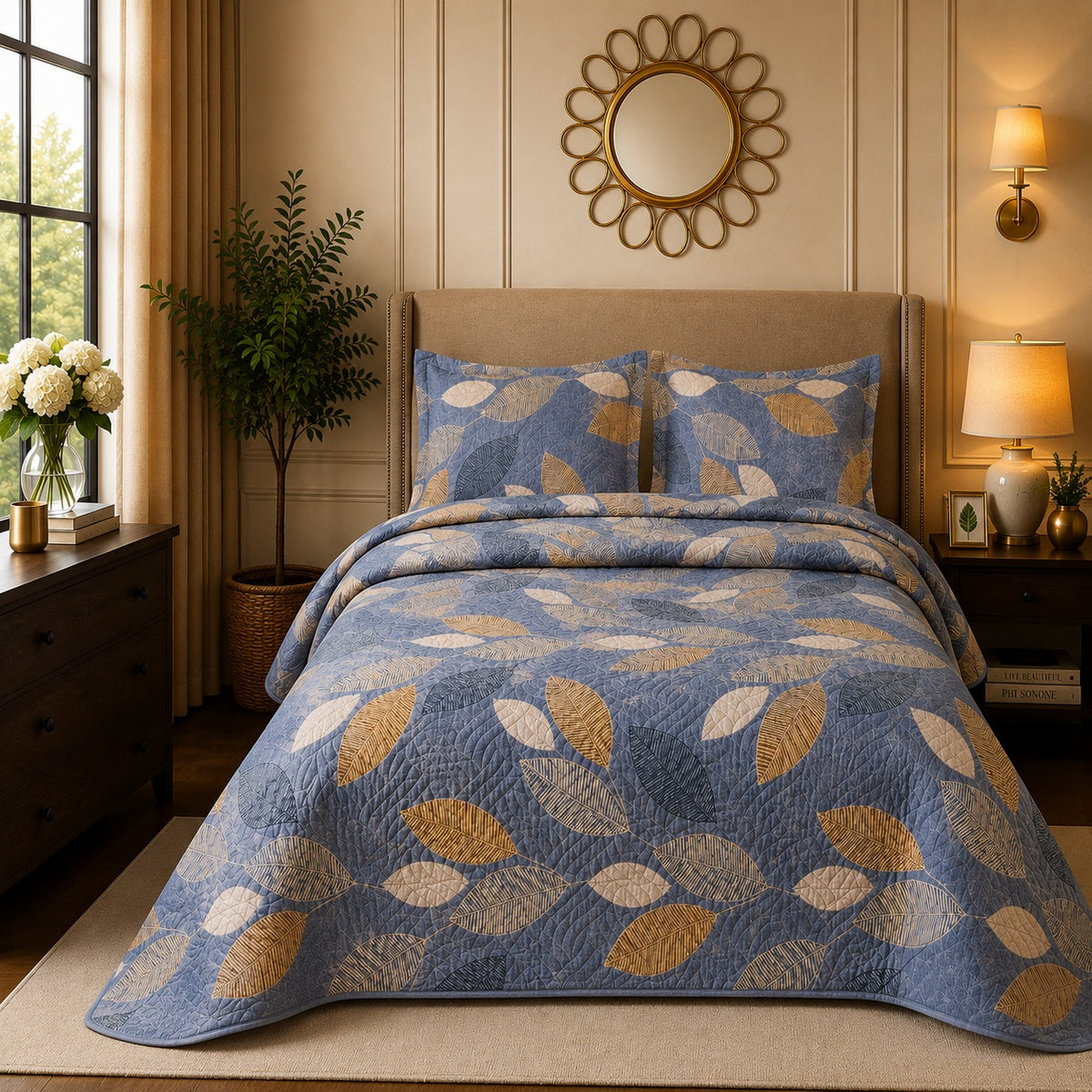 Premium 3PC Quilted Bedspread Set | Soft Reversible Microfiber Coverlet with 2 Pillow Shams | Lightweight All-Season Bedding | Luxury Hotel-Inspired Comfort for Double & King Beds