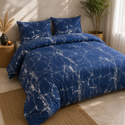 Luxury 4-Piece Bedding Set with Duvet Cover, Fitted Sheet & Pillowcases – Soft Brushed Microfiber Printed Bed Linen for Single, Double & King Size Beds