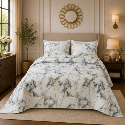 Premium 3PC Quilted Bedspread Set | Soft Reversible Microfiber Coverlet with 2 Pillow Shams | Lightweight All-Season Bedding | Luxury Hotel-Inspired Comfort for Double & King Beds