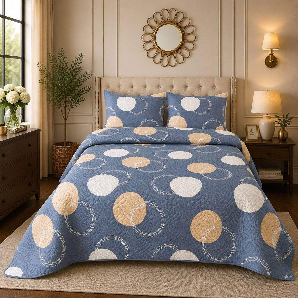 Premium 3PC Quilted Bedspread Set | Soft Reversible Microfiber Coverlet with 2 Pillow Shams | Lightweight All-Season Bedding | Luxury Hotel-Inspired Comfort for Double & King Beds