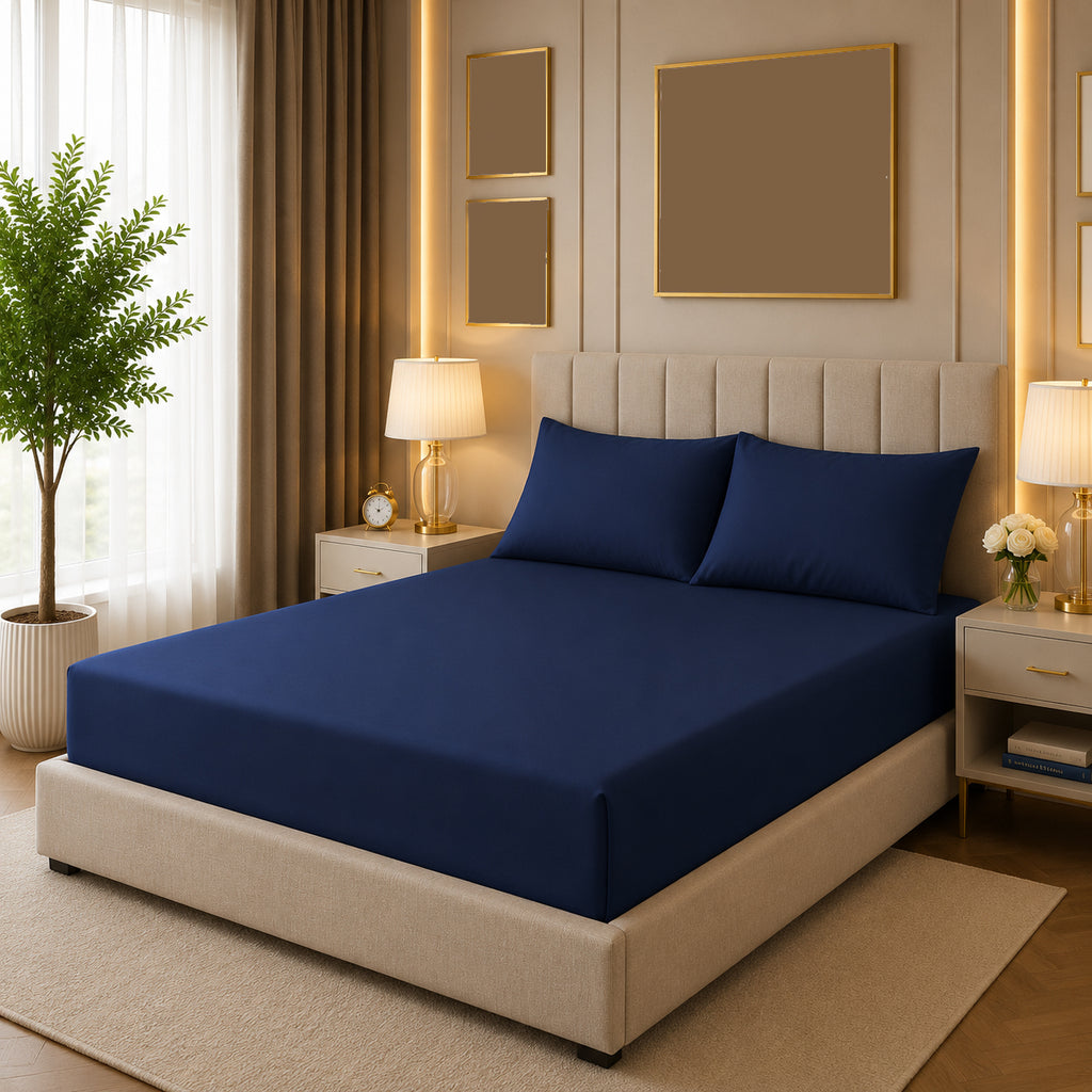 Extra Deep Fitted Mattress Cover (40cm Pocket) – Soft & Breathable Polycotton Bed Sheet | Non-Slip Snug Fit for Single, Double, King & Super King Beds
