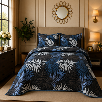 Premium 3PC Quilted Bedspread Set | Soft Reversible Microfiber Coverlet with 2 Pillow Shams | Lightweight All-Season Bedding | Luxury Hotel-Inspired Comfort for Double & King Beds