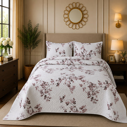 Premium 3PC Quilted Bedspread Set | Soft Reversible Microfiber Coverlet with 2 Pillow Shams | Lightweight All-Season Bedding | Luxury Hotel-Inspired Comfort for Double & King Beds