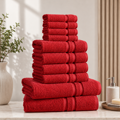 ZUAA Ultra Soft 10-Piece Cotton Towel Set – Quick Dry, Highly Absorbent Bath Towels for Home & Hotel