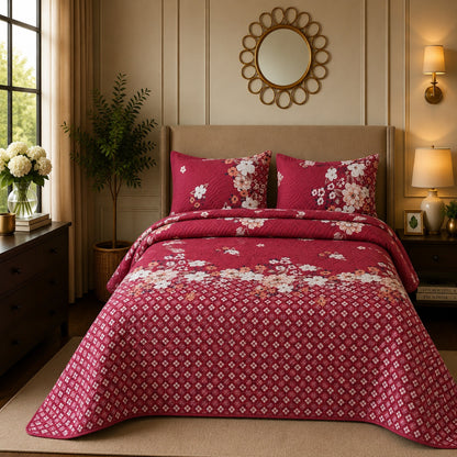 Premium 3PC Quilted Bedspread Set | Soft Reversible Microfiber Coverlet with 2 Pillow Shams | Lightweight All-Season Bedding | Luxury Hotel-Inspired Comfort for Double & King Beds