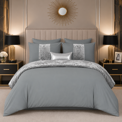 ZUAA Elegant Panel Velvet Duvet Set with 2 Pillowcases – Plush Softness, Sophisticated Style & Available in All Bed Sizes