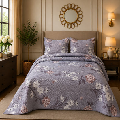 Premium 3PC Quilted Bedspread Set | Soft Reversible Microfiber Coverlet with 2 Pillow Shams | Lightweight All-Season Bedding | Luxury Hotel-Inspired Comfort for Double & King Beds