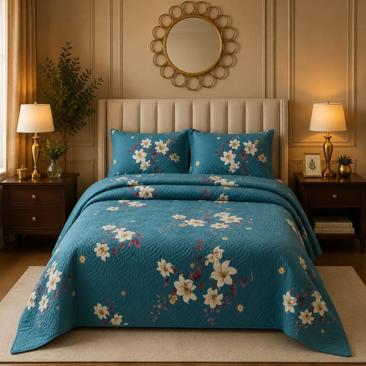 Premium 3PC Quilted Bedspread Set | Soft Reversible Microfiber Coverlet with 2 Pillow Shams | Lightweight All-Season Bedding | Luxury Hotel-Inspired Comfort for Double & King Beds