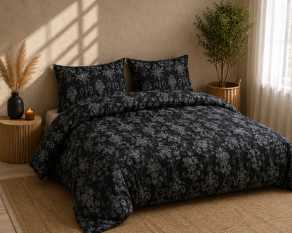Luxury 4-Piece Bedding Set with Duvet Cover, Fitted Sheet & Pillowcases – Soft Brushed Microfiber Printed Bed Linen for Single, Double & King Size Beds