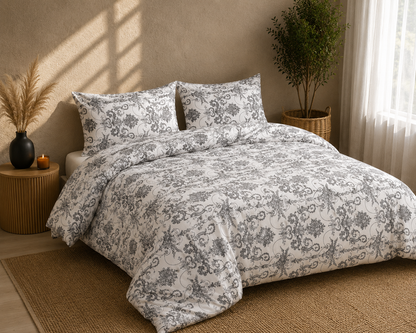 Luxury 4-Piece Bedding Set with Duvet Cover, Fitted Sheet & Pillowcases – Soft Brushed Microfiber Printed Bed Linen for Single, Double & King Size Beds