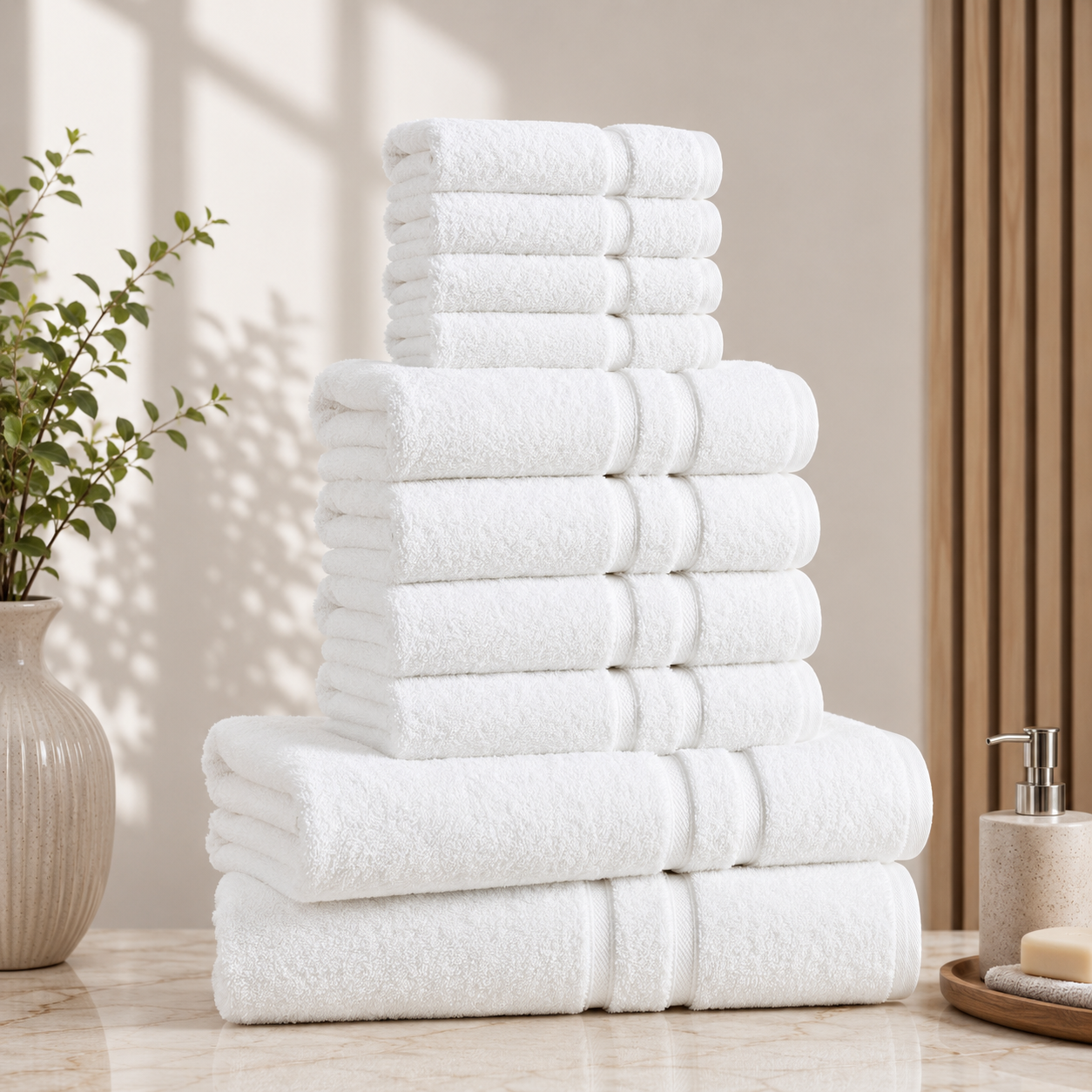 ZUAA Ultra Soft 10-Piece Cotton Towel Set – Quick Dry, Highly Absorbent Bath Towels for Home & Hotel